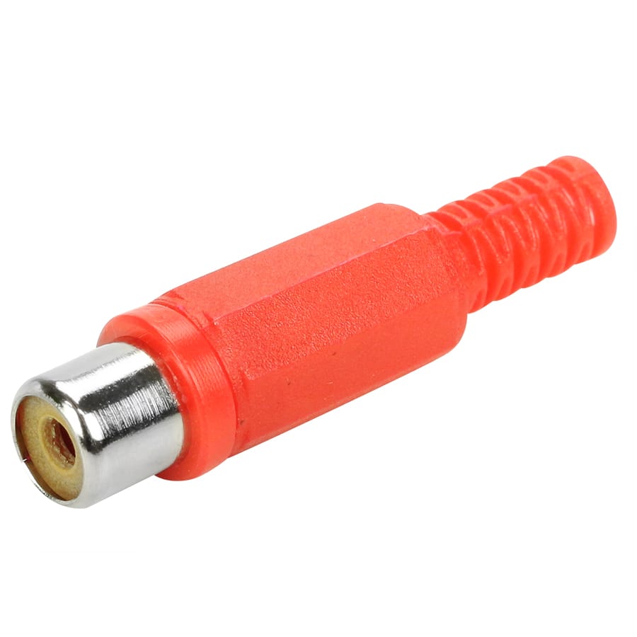 Plug Jack RCA Plástico Para Cabo - Vermelho