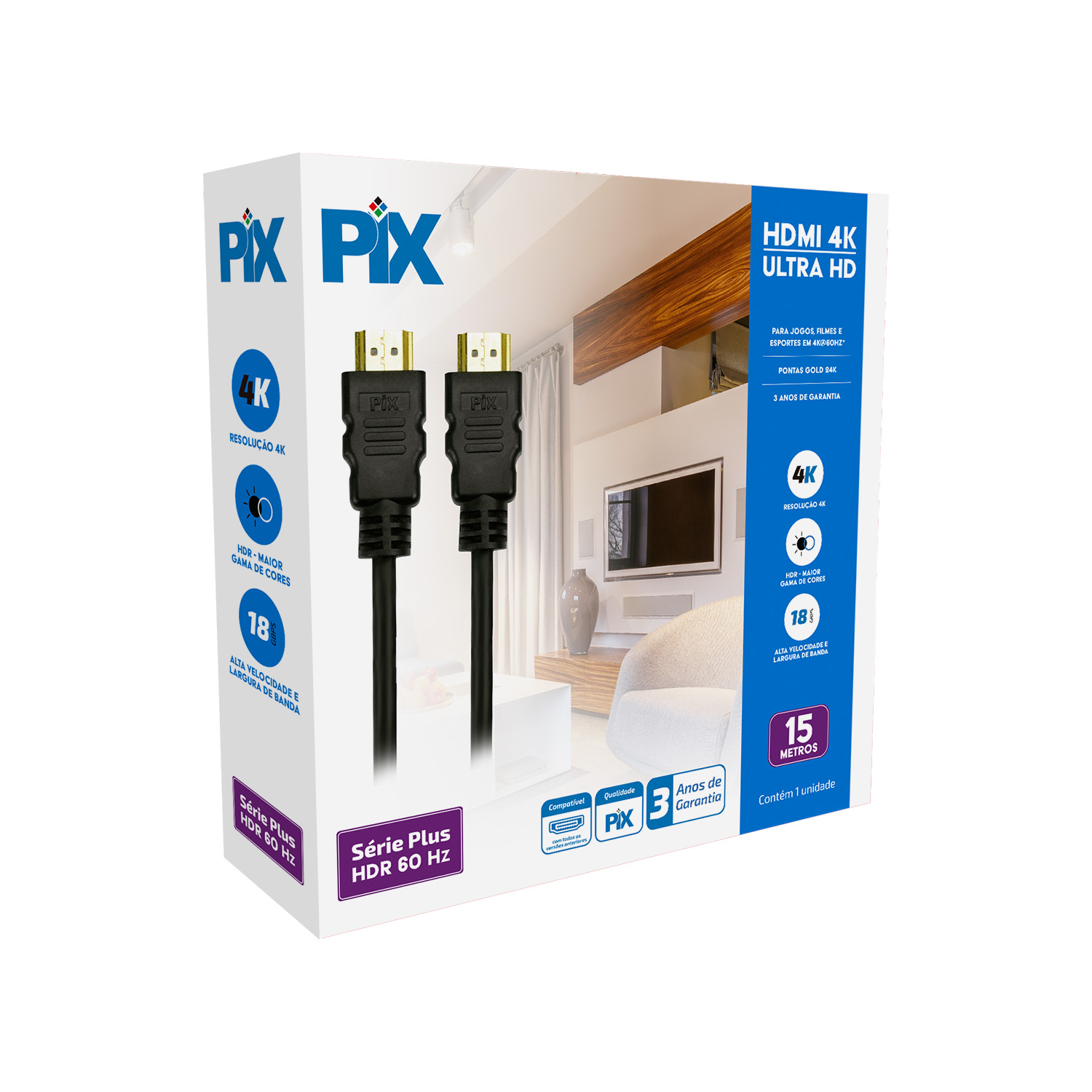 Cabo HDMI 15 Metros 2.0 HDR 60Hz Ultra HD 4K – Série Classic - Imagem 3