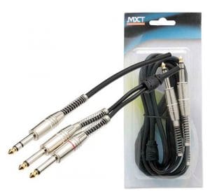 Cabo P10 Stereo x 2 P10 Mono com 1,80M Profissional