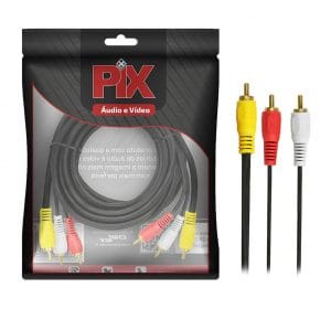 Cabo 3+3RCA C/ Cabo de Vídeo Coaxial - Qualidade Superior