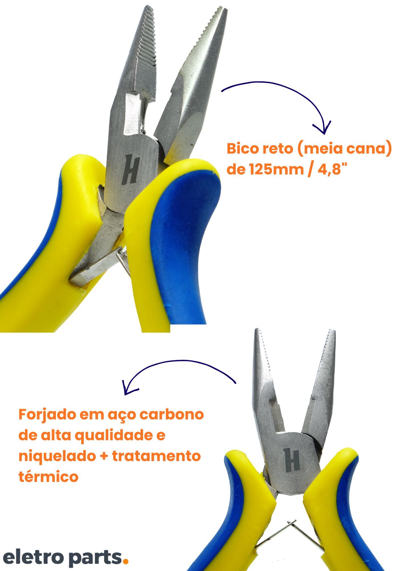 Alicate de Bico Longo Reto 125mm Hikari HK-501 - Imagem 2