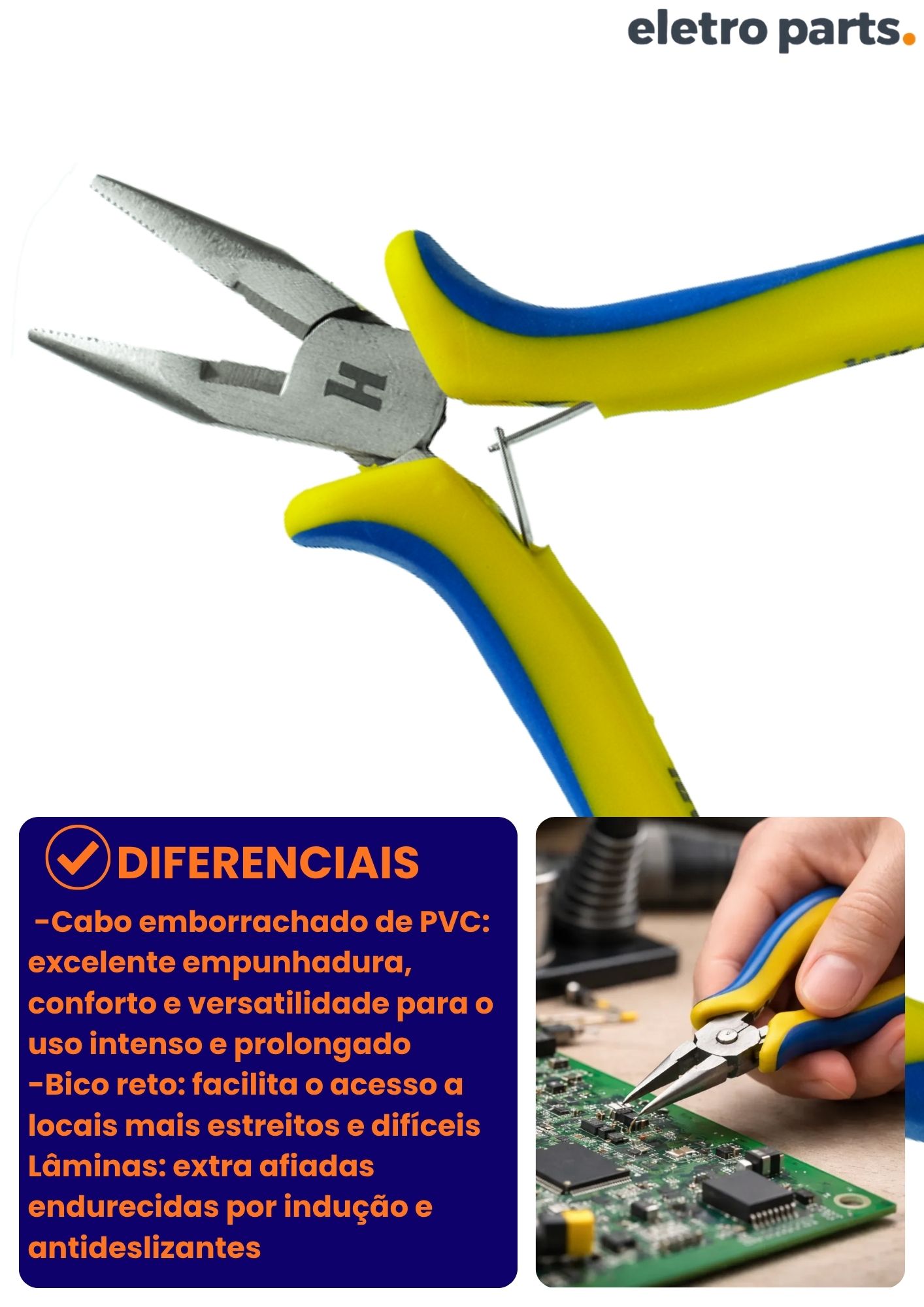 Alicate de Bico Longo Reto 125mm Hikari HK-501 - Imagem 3