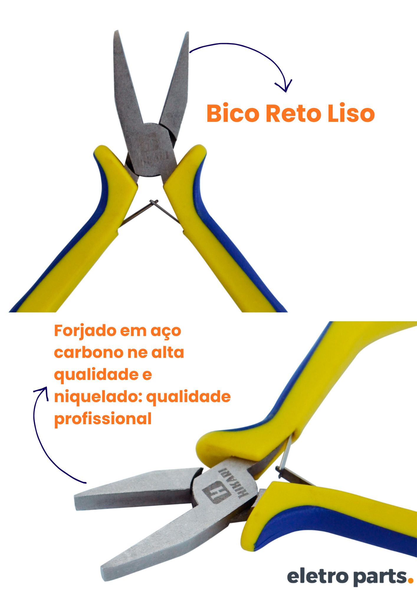 Alicate de Bico Longo Reto 125mm Hikari HK-503 - Imagem 2