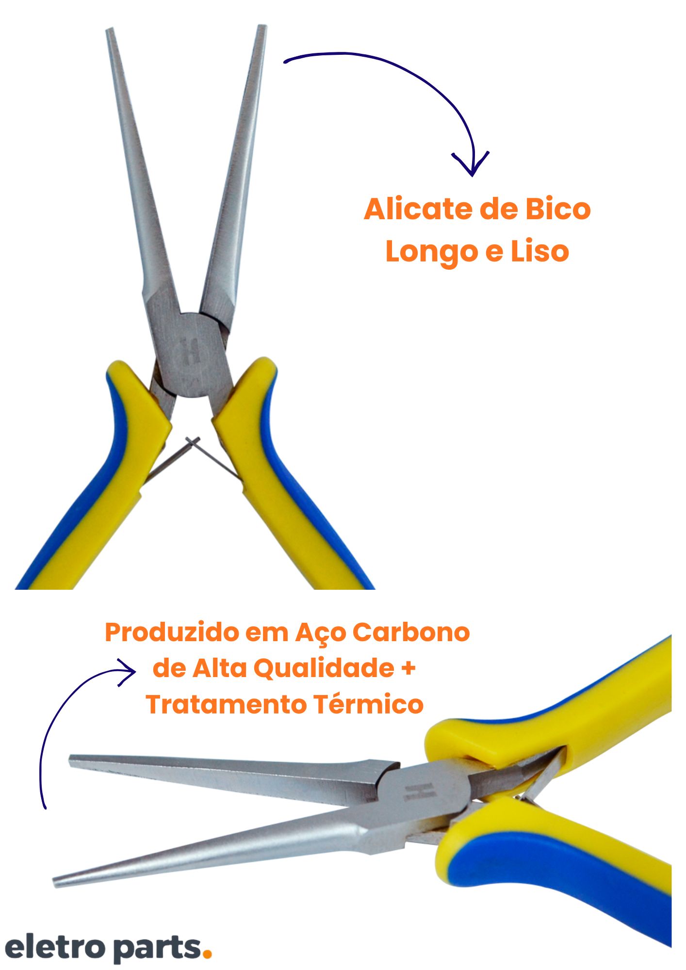 Alicate de Bico Redondo Longo 126mm Hikari HK-507 - Imagem 2
