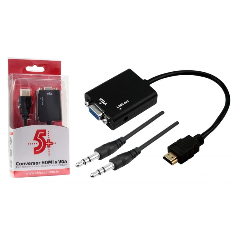 Conversor HDMI para VGA com Áudio