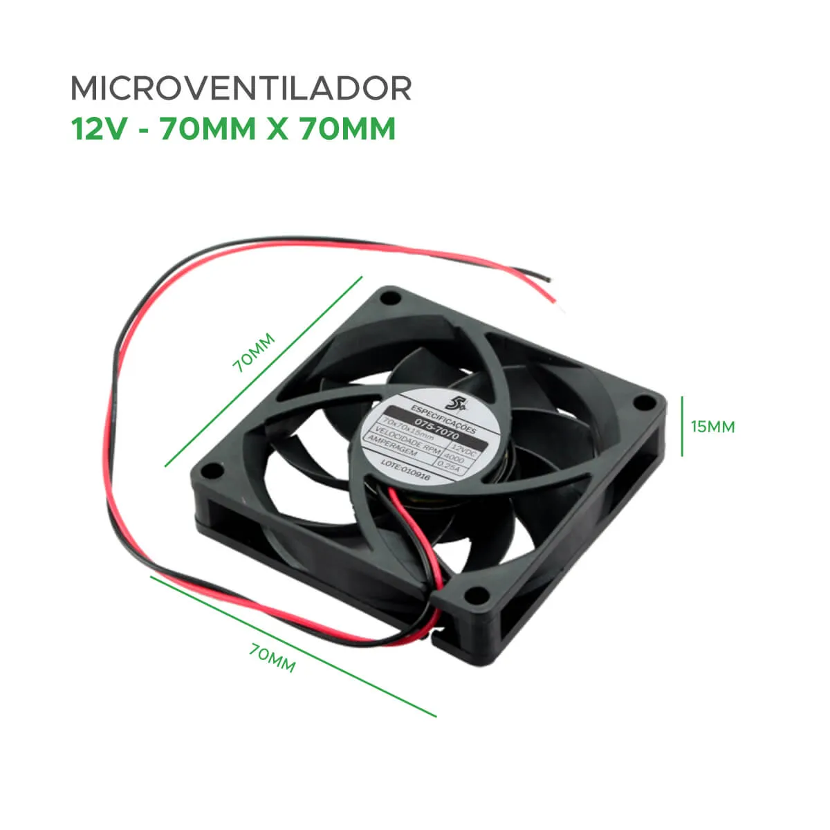 Cooler 70x70x15mm / 12 Volts - Imagem 2