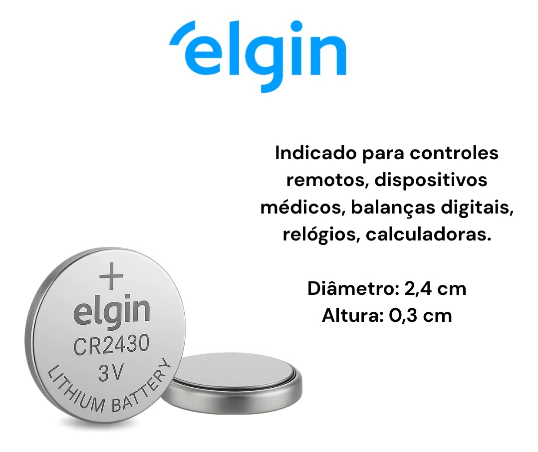 Bateria CR2430 Tipo Moeda - Lithium