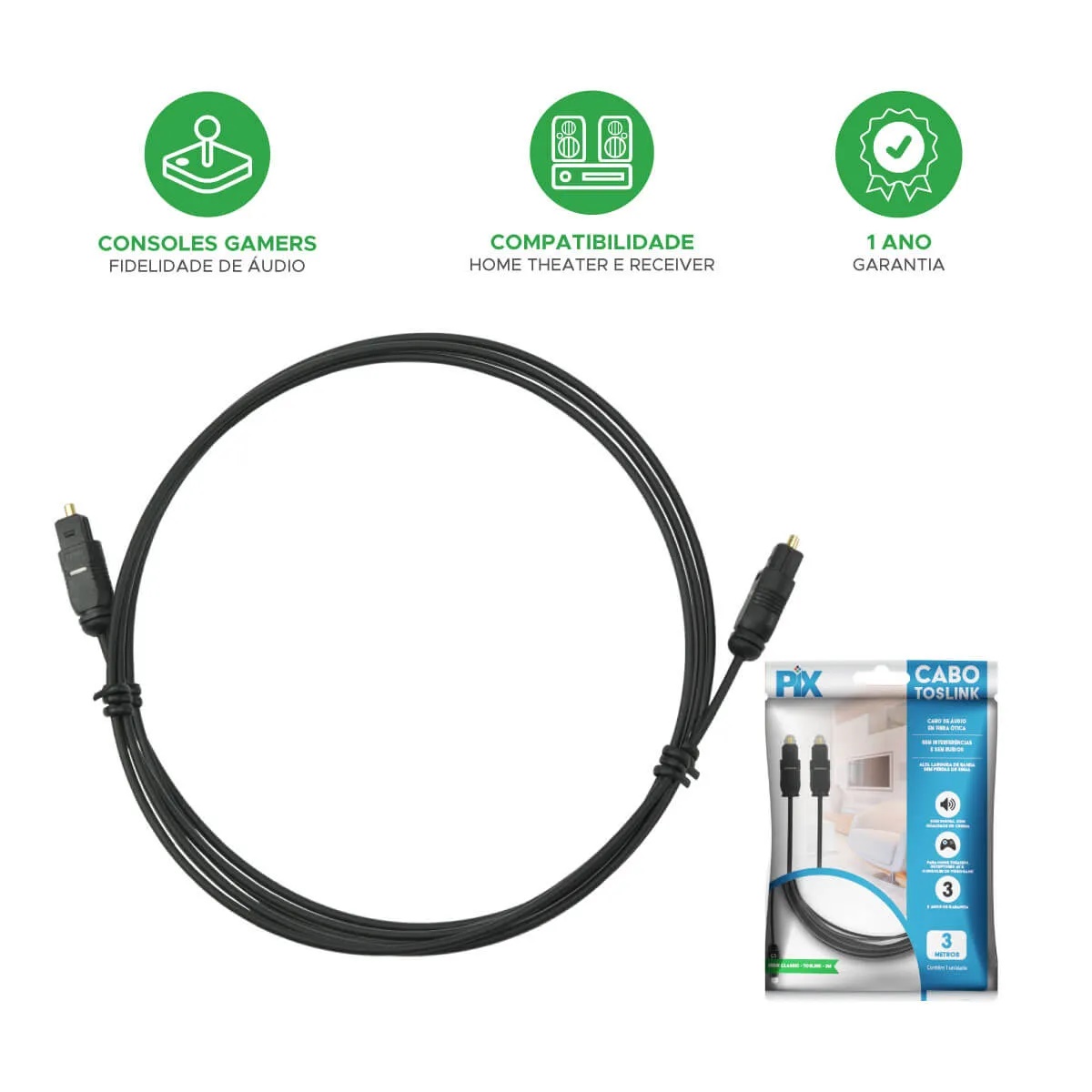 Cabo Óptico Digital com 3 Metros - Imagem 2