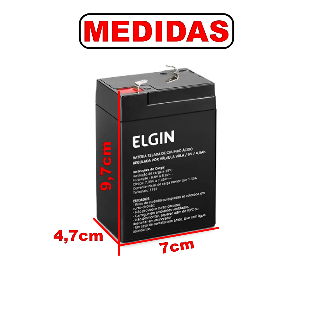 Bateria Selada Elgin 6V 4,5Ah VRLA – Terminal F1 - Imagem 2