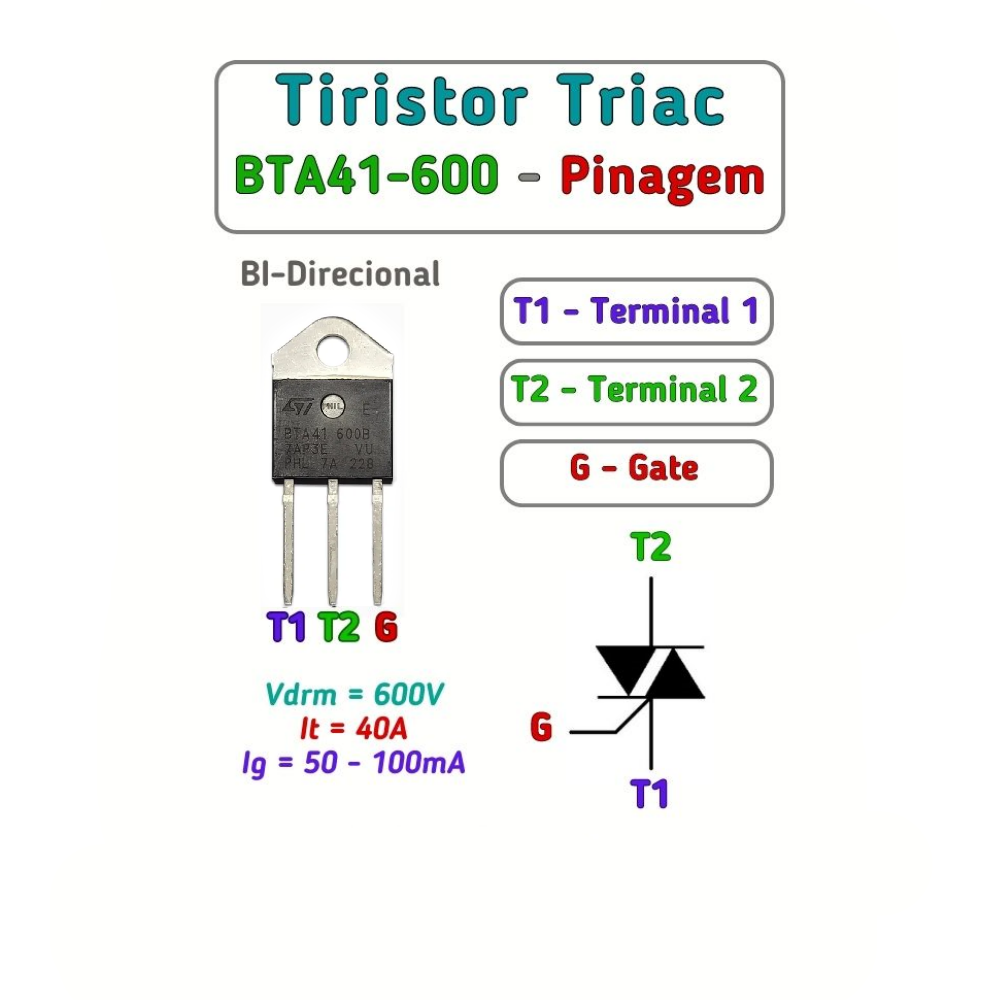 Transistor BTA41-600 - 40A / 600V - Imagem 2