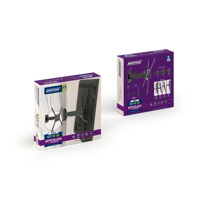 Suporte Bi-Articulado c/ Inclinação p/ TV de 14 a 56 Polegadas - Imagem 6