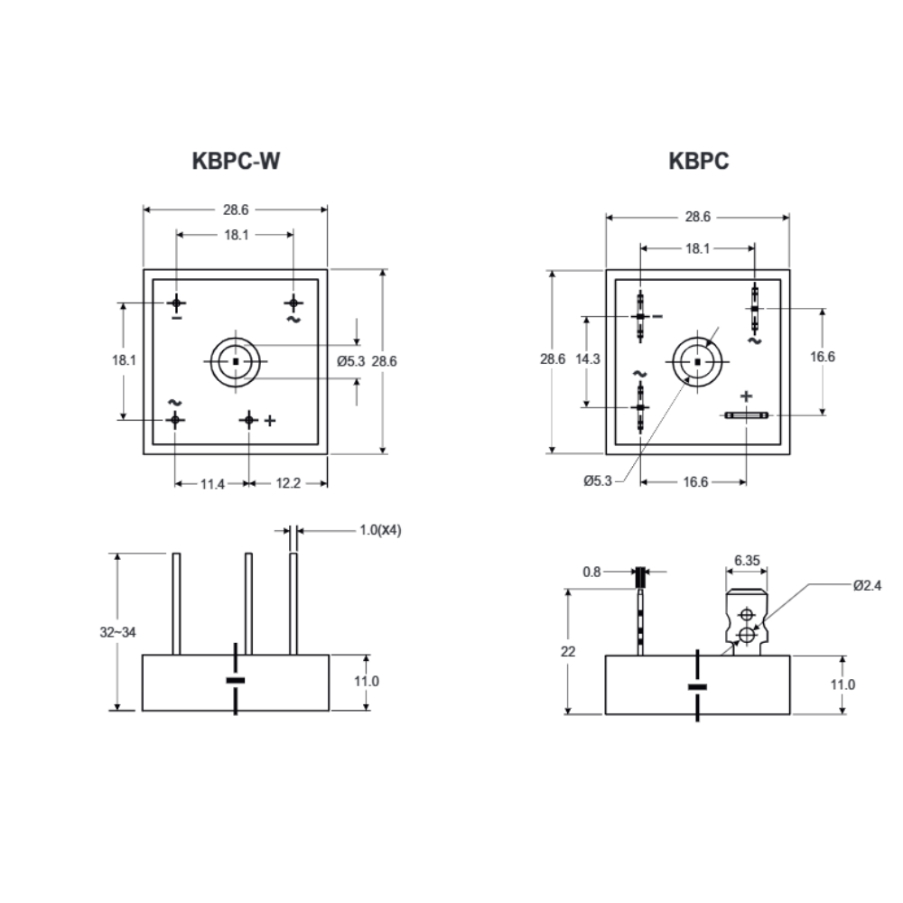 Ponte Retificadora KBPC2510 - 25A / 1000V - Unidade - Imagem 4