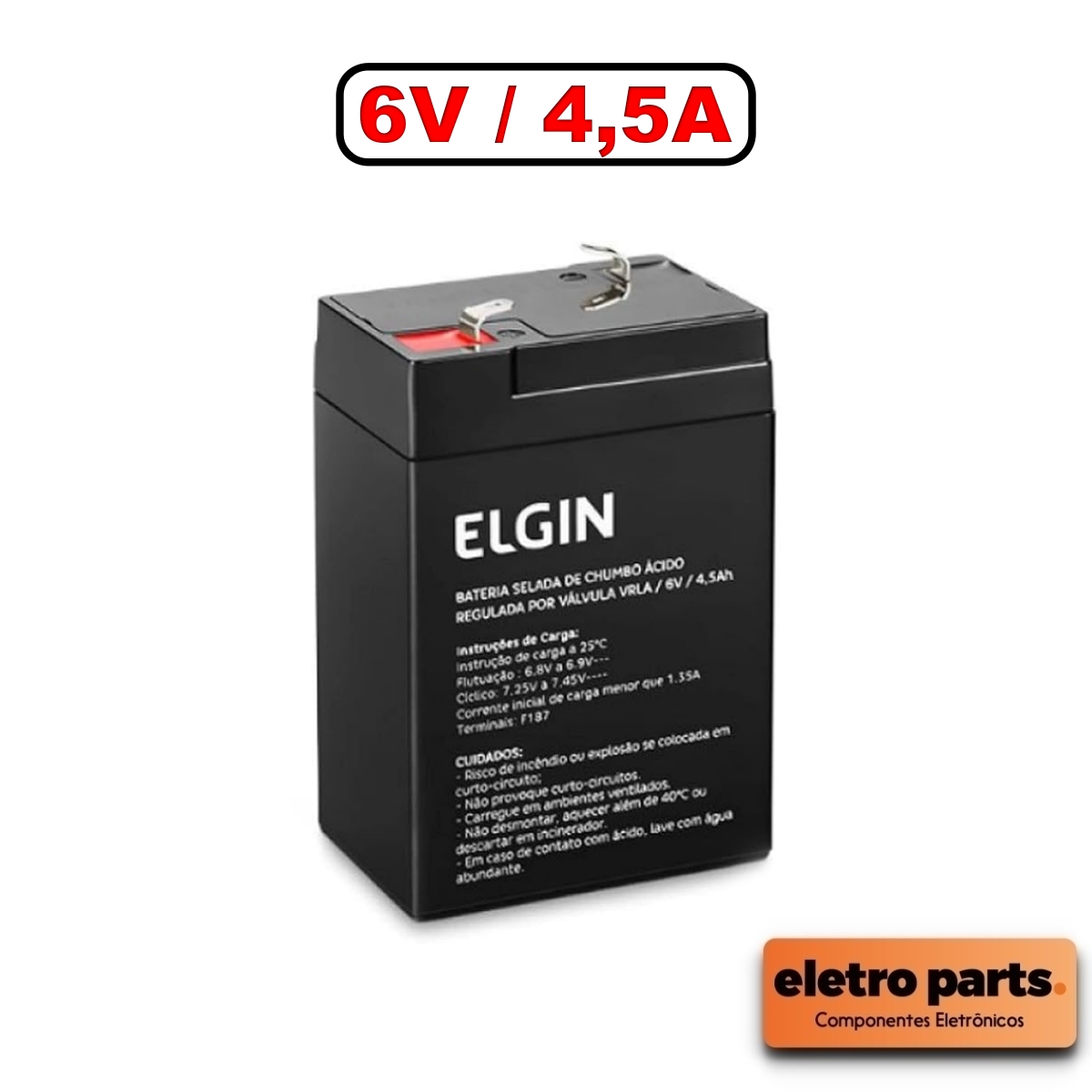 Bateria Selada Elgin 6V 4,5Ah VRLA – Terminal F1