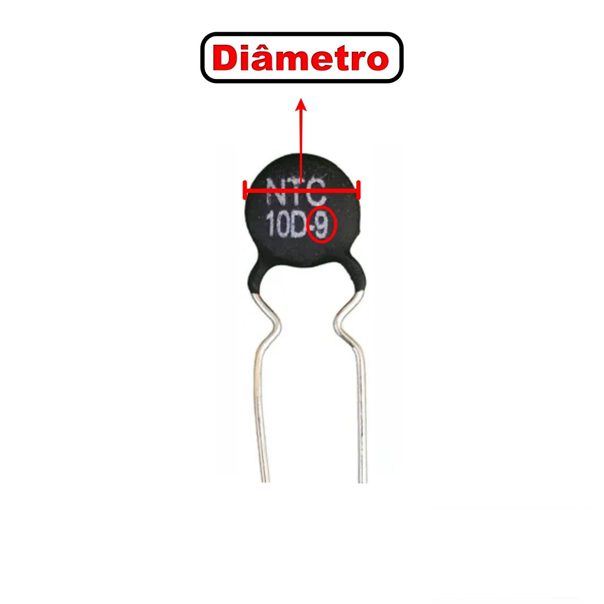 Termistor NTC 9mm - 10R - Imagem 3