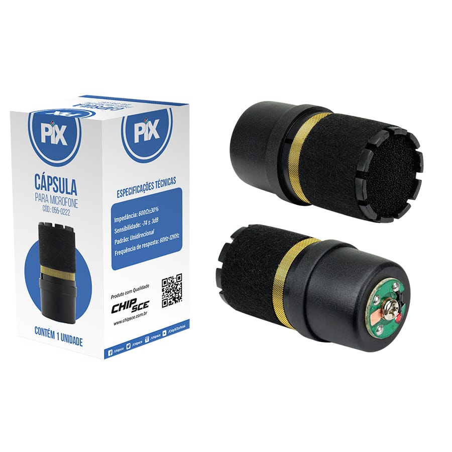 Cápsula de Microfone 74dB / 12KHz / 600R