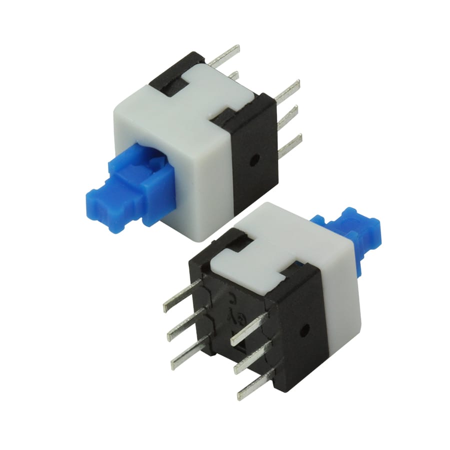 Chave Push Button com Trava 6 Pinos 8mm