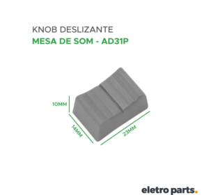 Knob Deslizante para Mesa de Som 14x10x23mm – AD31P Cinza