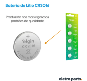 Bateria CR2016 Elgin 3V Lithium – Unidade