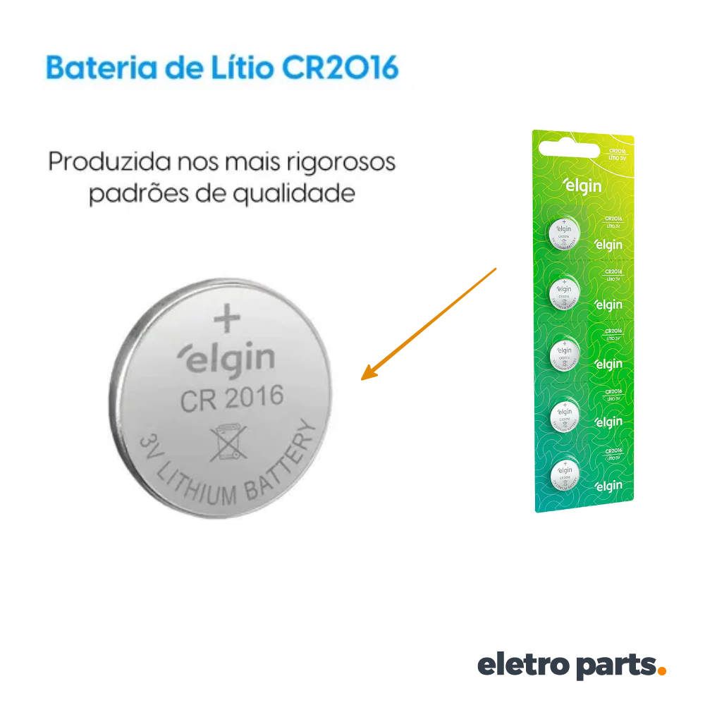 Bateria CR2016 Elgin 3V Lithium – Unidade