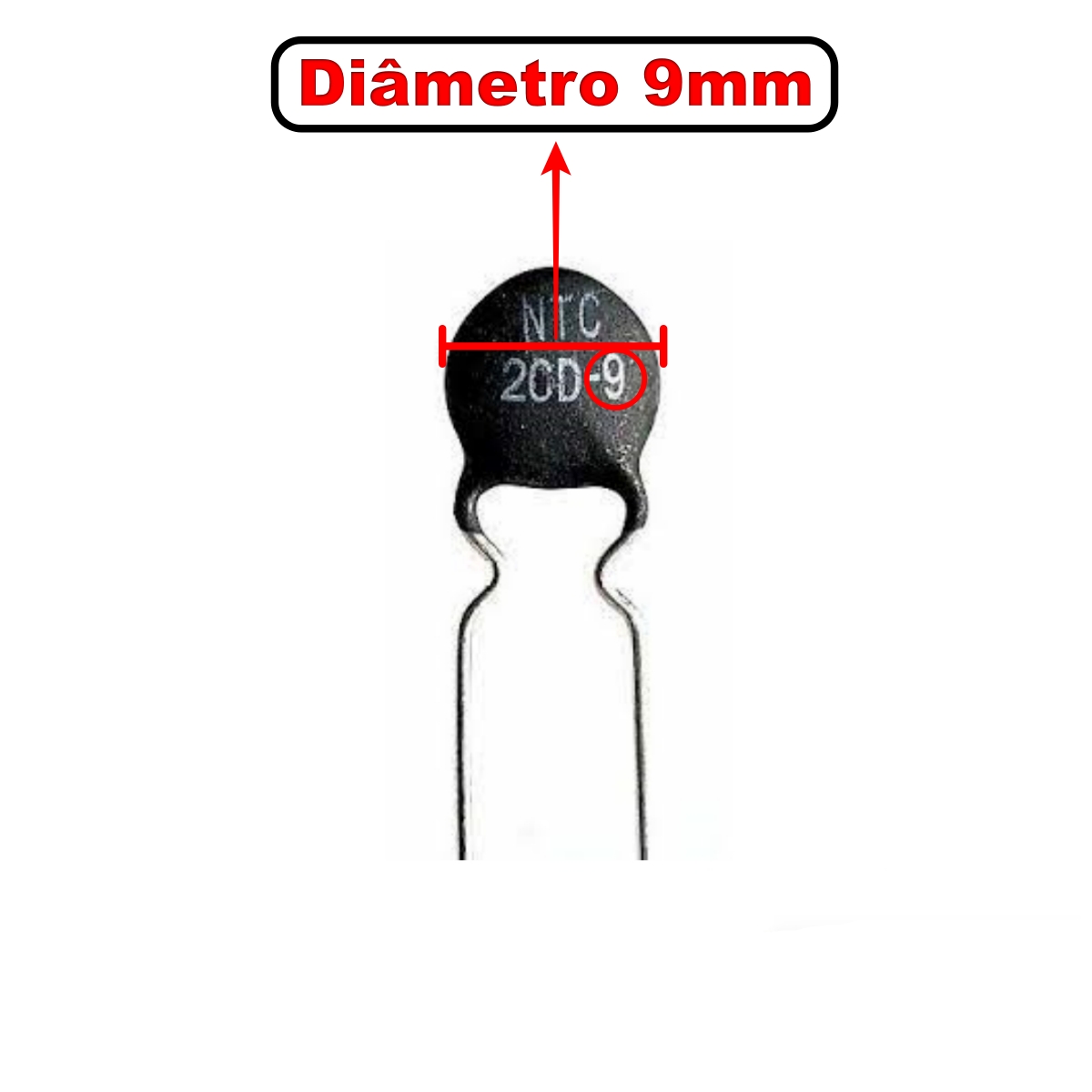 Termistor NTC 9mm - 20R - Imagem 3