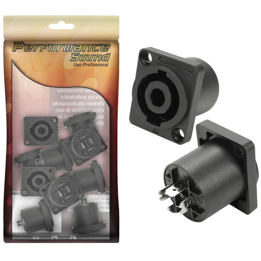 Speakon Fêmea para Painel com 4 Polos / 2 Furos