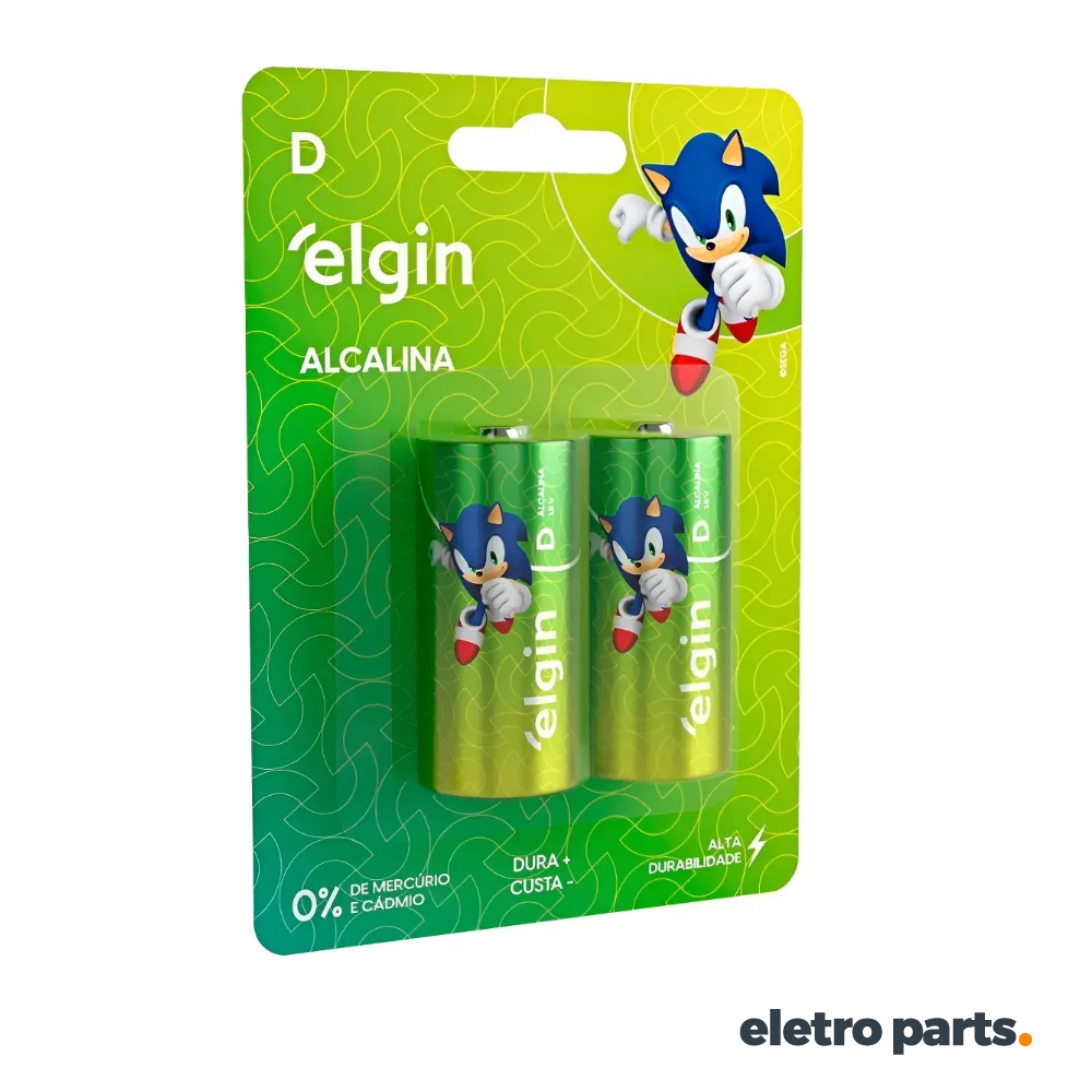 Pilha LR20 Elgin Alcalina Tipo D – Blister com 2 Unidades - Imagem 2