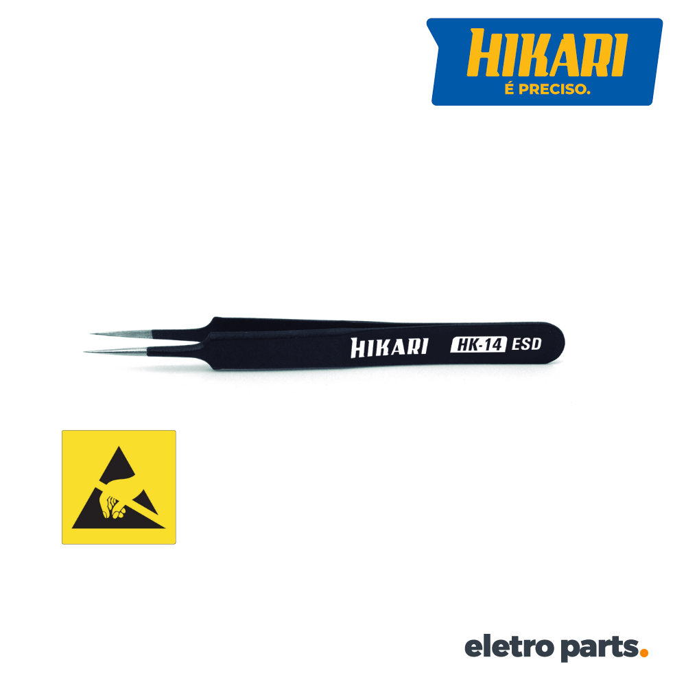 Pinça Antiestática ESD Hikari HK-14 Ponta Reta 110mm