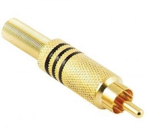 Plug RCA com Corpo Metálico Gold - Preto
