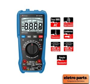 Multímetro Digital Minipa ET-1639B – True RMS 4000 Contagens com NCV