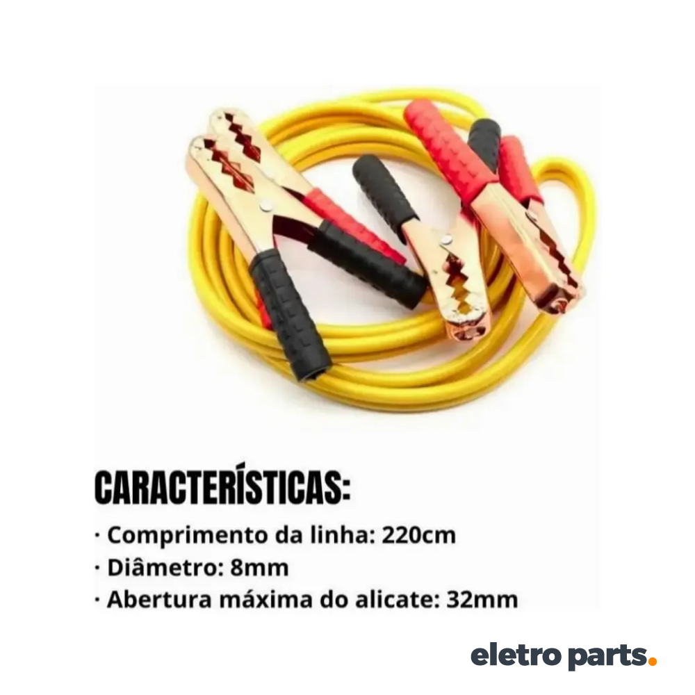 Cabo auxiliar de partida 800A, com 2,5 metros, ideal para dar partida em veículos com bateria descarregada. - Imagem 2