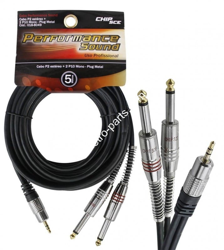 Cabo P2 Stereo x 2 P10 Stereo