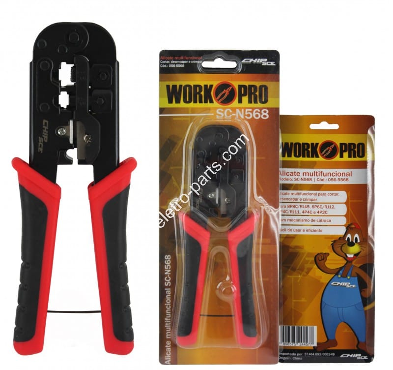 Alicate de Crimpar Profissional RJ11 / RJ45 com Catraca