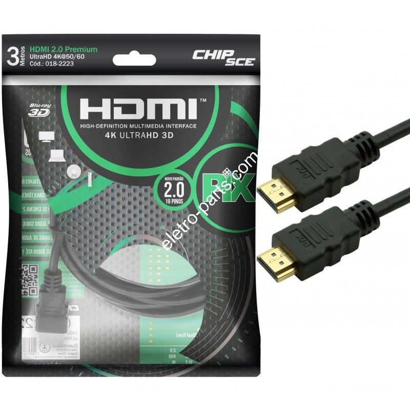 Cabo HDMI 3 Metros 2.0 4K