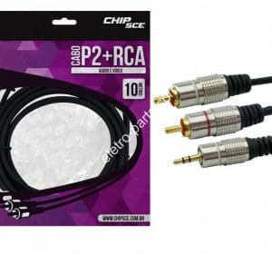 Cabo P2 Stereo x 2RCA com 10 Metros