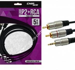 Cabo P2 Stereo x 2RCA com 5 Metros