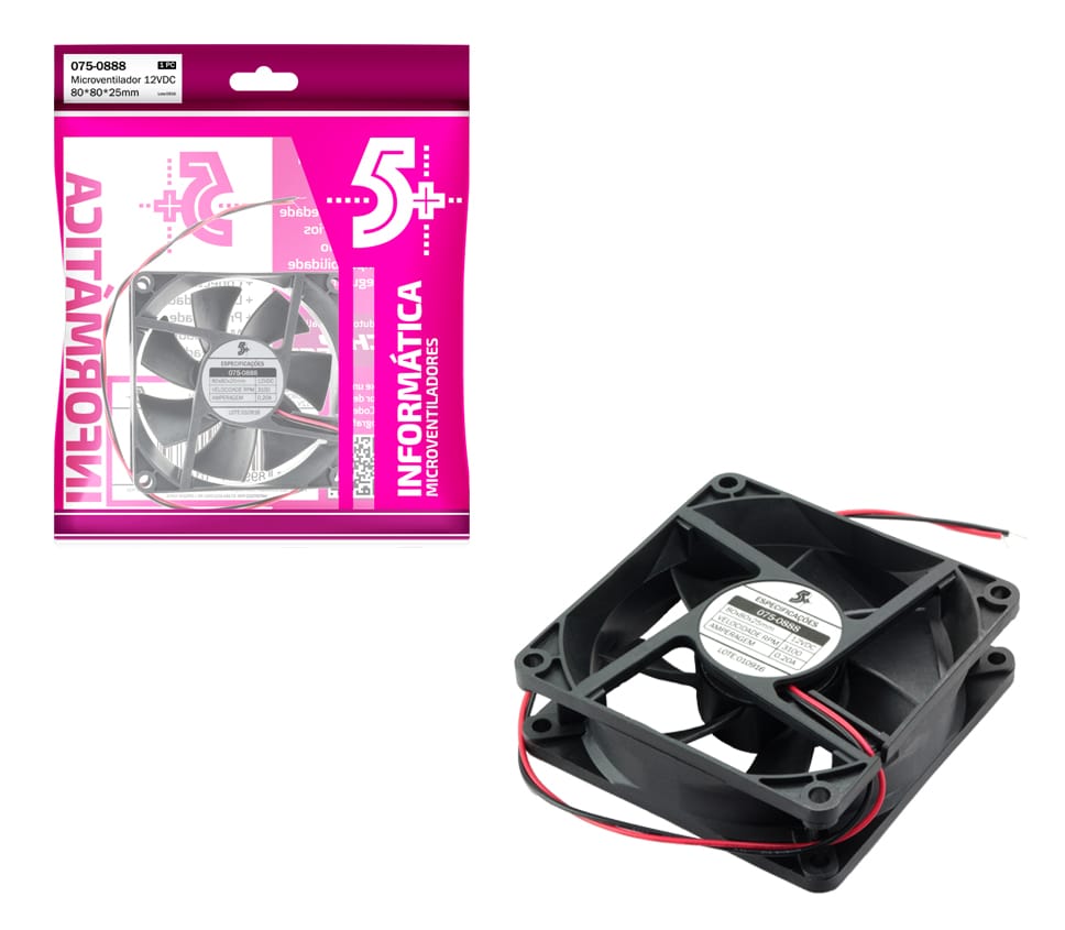 Cooler 80x80x25mm / 12V com Rolamento