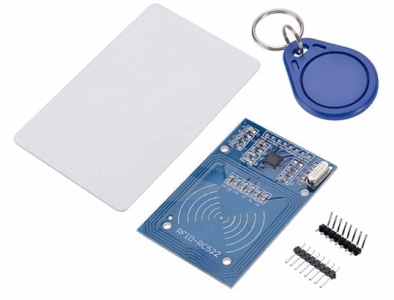 Módulo RFID MFRC522 13,56MHz - Kit com Módulo + Cartão + Chaveiro + 2 Barras de Pino)