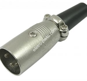 Plug Cannon Macho com Corpo Metálico e Prensa Cabo – Preto