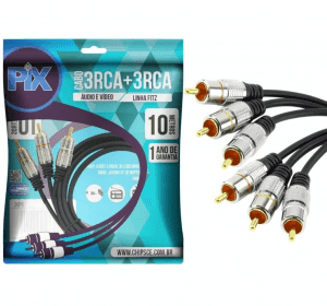 Cabo 3RCA com 10 Metros - Plug Metálico