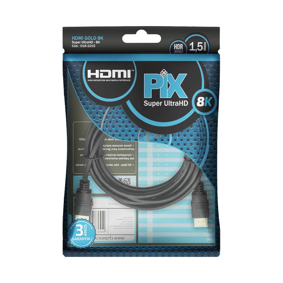 Cabo HDMI 1,5 Metros 8K 2.1 Ultra HD com Terminais Gold - Imagem 7