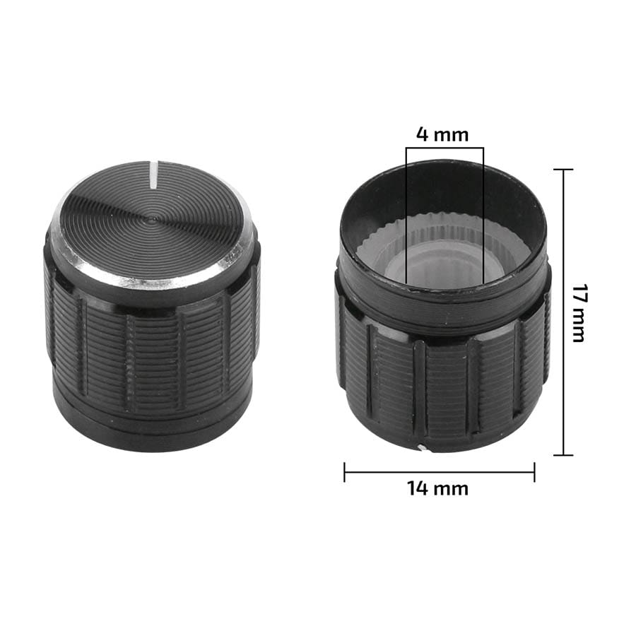 Knob Metálico 6mm - Preto