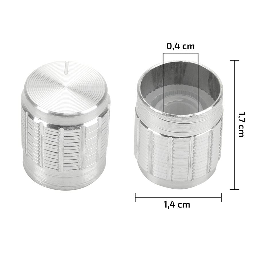 Knob Metálico 6mm - Prata
