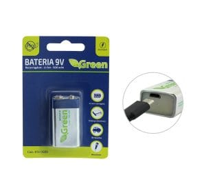 Bateria 9 Volts Recarregavel Li-Ion 500 mAh com porta USB