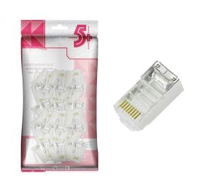 Conector RJ45 CAT5E 8x8 Blindado - Unidade