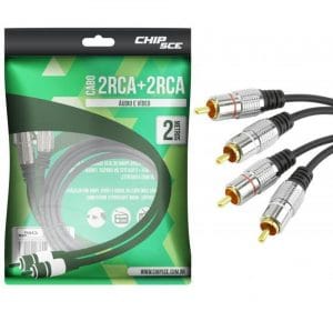 Cabo 2+2RCA com 2 Metros - Conectores Metálicos