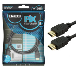 Cabo HDMI 0,5 Metros 8K 2.1 Ultra HD com Terminais Gold