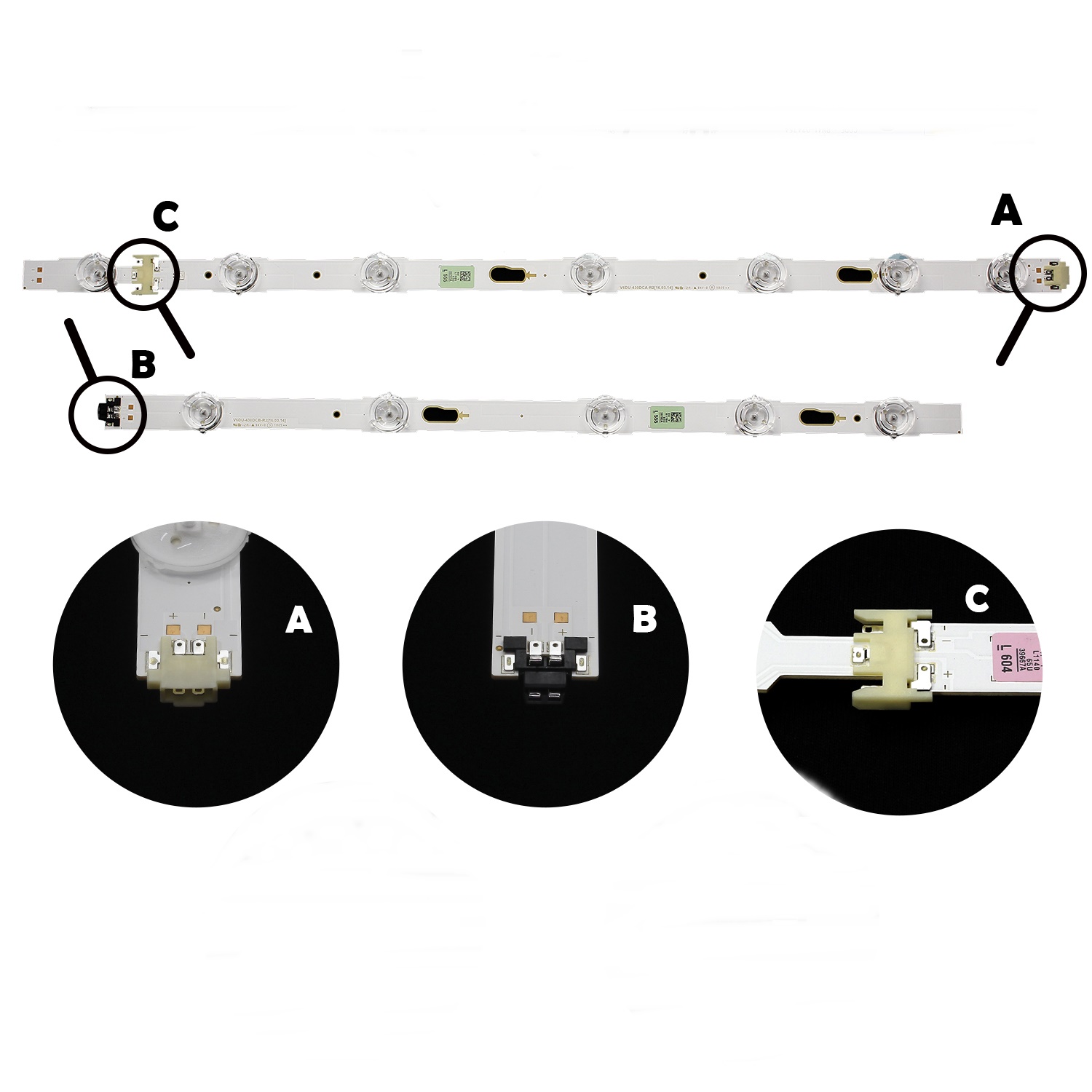 Barra de LED SAMSUNG UN43KU6300 43MU6100 43MU6300 43KU6100 - Kit 8 Barras - Imagem 2