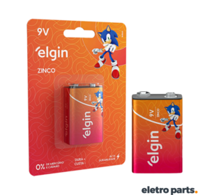Bateria 9V Elgin Zinco-Carvão – Blister | Uso Geral
