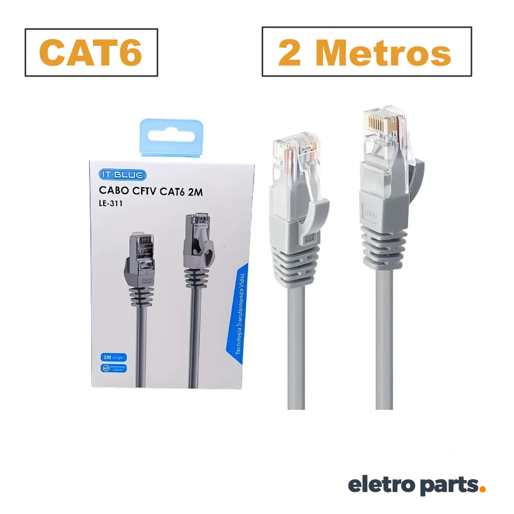 Cabo de Rede / Patch Cord GigaBite CAT6 com 2 Metros