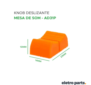 Knob 14x10x23mm AD31P Deslizante para Mesa de Som – Laranja